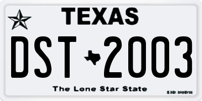 TX license plate DST2003