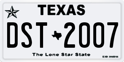 TX license plate DST2007