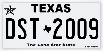 TX license plate DST2009