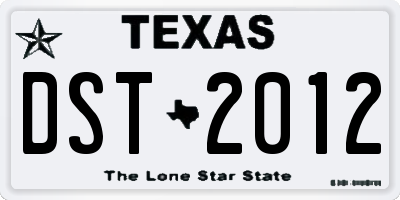 TX license plate DST2012