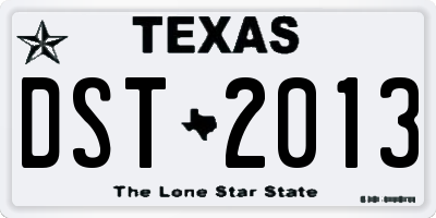 TX license plate DST2013