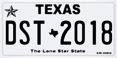 TX license plate DST2018