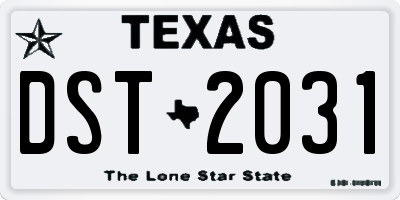 TX license plate DST2031
