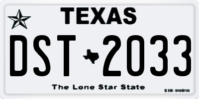 TX license plate DST2033