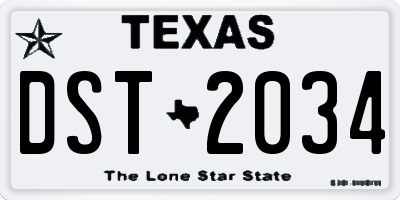 TX license plate DST2034