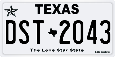 TX license plate DST2043