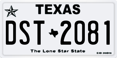 TX license plate DST2081