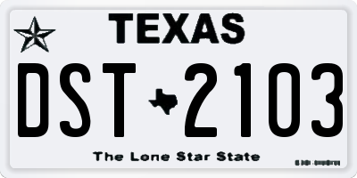 TX license plate DST2103