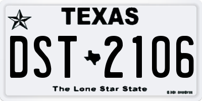 TX license plate DST2106