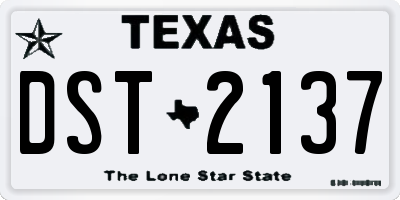 TX license plate DST2137