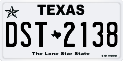 TX license plate DST2138