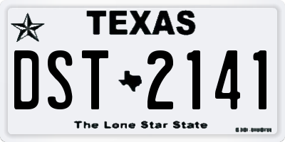 TX license plate DST2141