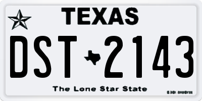 TX license plate DST2143