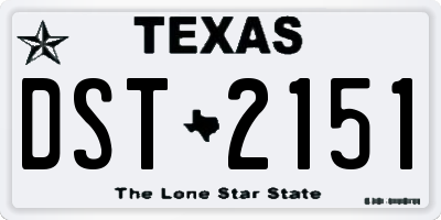 TX license plate DST2151