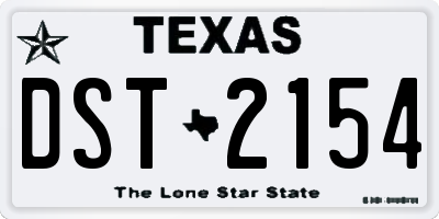TX license plate DST2154