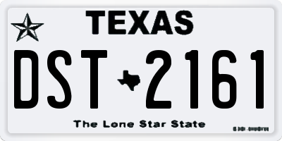 TX license plate DST2161
