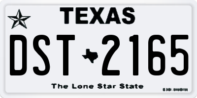 TX license plate DST2165