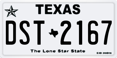 TX license plate DST2167