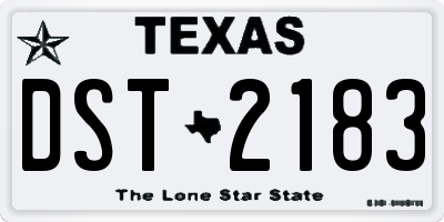 TX license plate DST2183