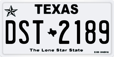 TX license plate DST2189