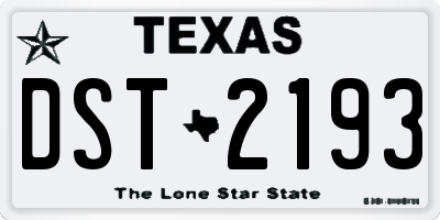 TX license plate DST2193