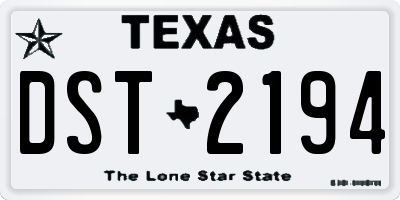 TX license plate DST2194
