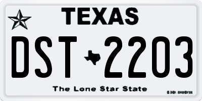 TX license plate DST2203