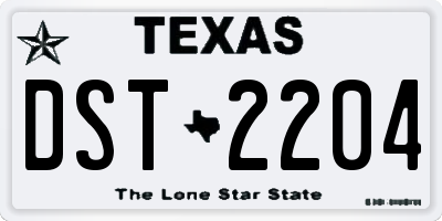 TX license plate DST2204