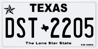 TX license plate DST2205