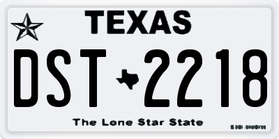 TX license plate DST2218
