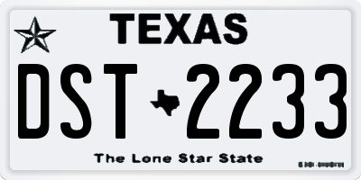 TX license plate DST2233