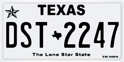 TX license plate DST2247