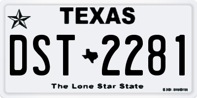 TX license plate DST2281