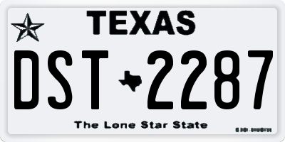 TX license plate DST2287