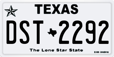 TX license plate DST2292