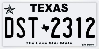 TX license plate DST2312