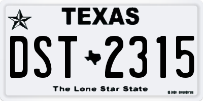 TX license plate DST2315
