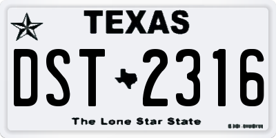 TX license plate DST2316