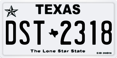 TX license plate DST2318