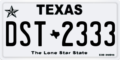 TX license plate DST2333