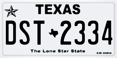 TX license plate DST2334