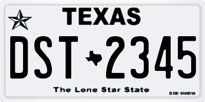 TX license plate DST2345