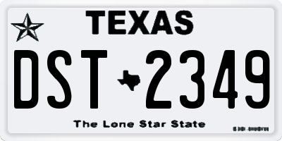 TX license plate DST2349