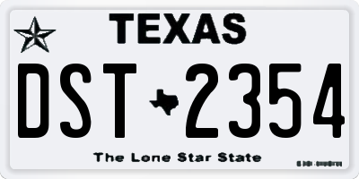 TX license plate DST2354