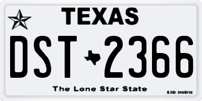 TX license plate DST2366