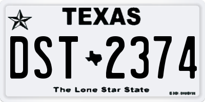 TX license plate DST2374