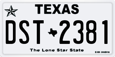 TX license plate DST2381