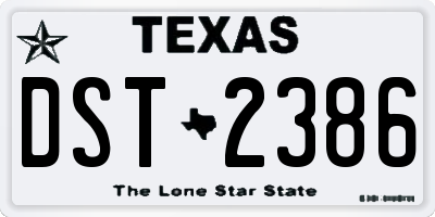 TX license plate DST2386