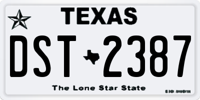 TX license plate DST2387