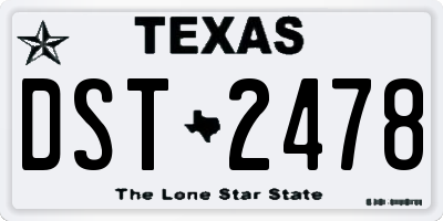 TX license plate DST2478